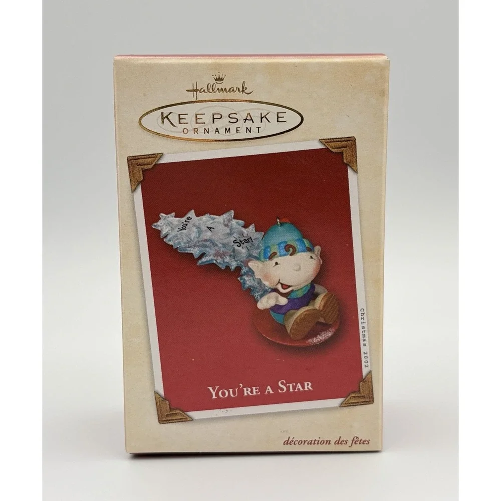 Hallmark Keepsake Ornament 2002 You're A Star Elf Sledding QX8966 Vintage